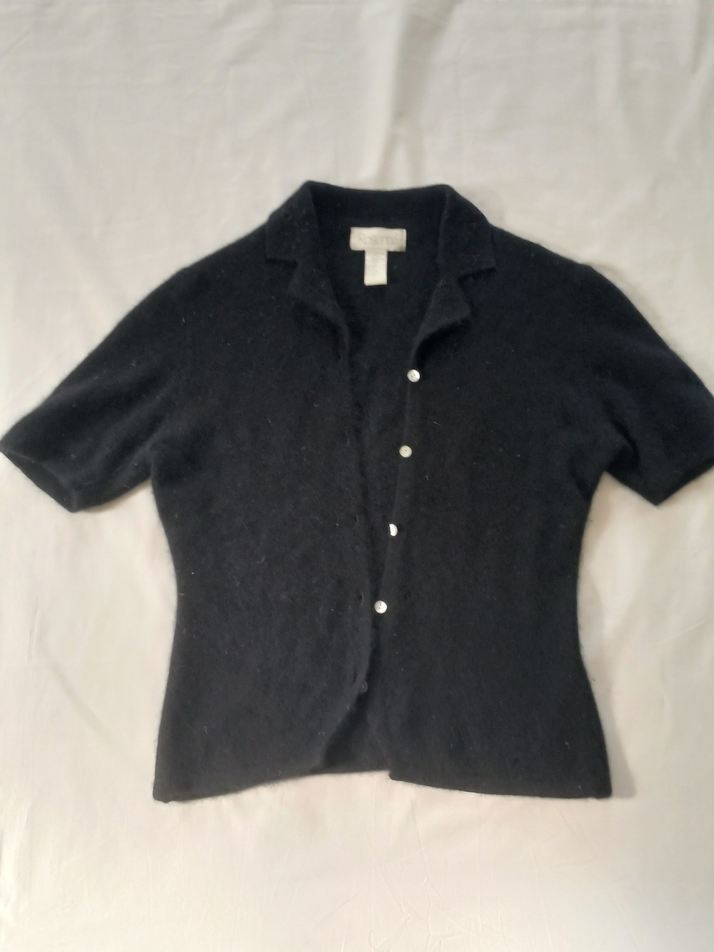Rosanna Black Short-Sleeve Knit Button-Front Shirt